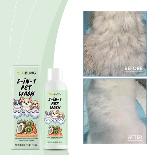 5-in-1 Pet Shampoo for Dogs & Cats, Botanical Extracts Nourishes Prevents Matting Easy Combing,